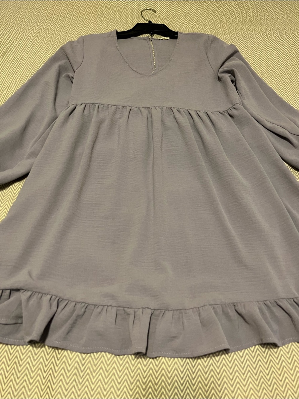 JODIFL Purple Long Sleeve Ruffle Hem Babydoll Dress. Size Small. EUC.
